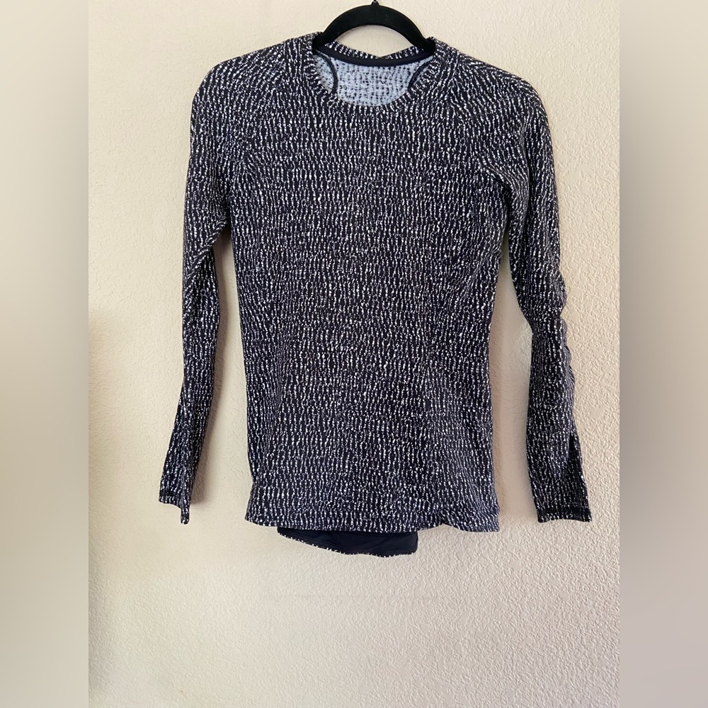 Lululemon Women’s Runderful Long Sleeve Knotted Jacquard Black White Sz 6